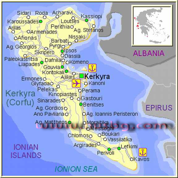 krf mapa plaza Grčka mape,Halkidiki ,Skiathos,Olimpska riviera , Parga, Tasos  krf mapa plaza