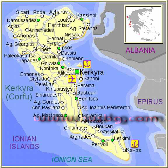 krf mapa ostrva Grčka mape,Halkidiki ,Skiathos,Olimpska riviera , Parga, Tasos  krf mapa ostrva