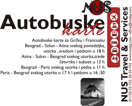 autobuske karte beograd- pariz i beograd - atina